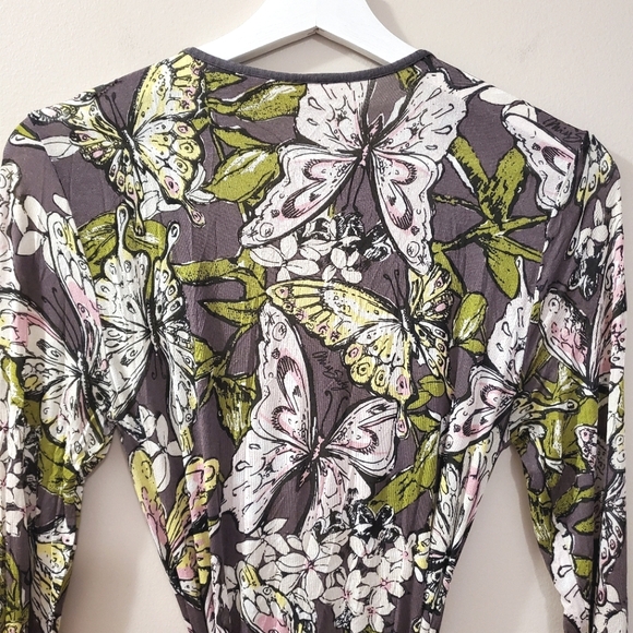 Vintage Miss Sixty Butterfly Print Wrap Dress - Size M - Picture 10 of 13